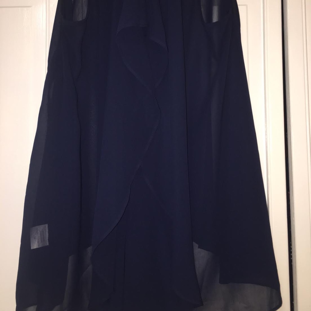 NWOT Francesca's Closet Sheer Blue Top w/ Draping - Picture 6 of 8